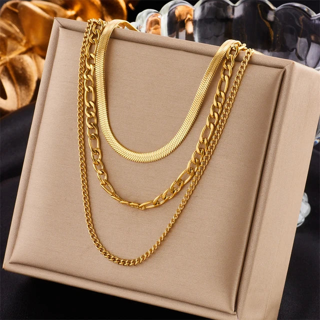 Stainless Steel Gold Pearl Pendant Necklace