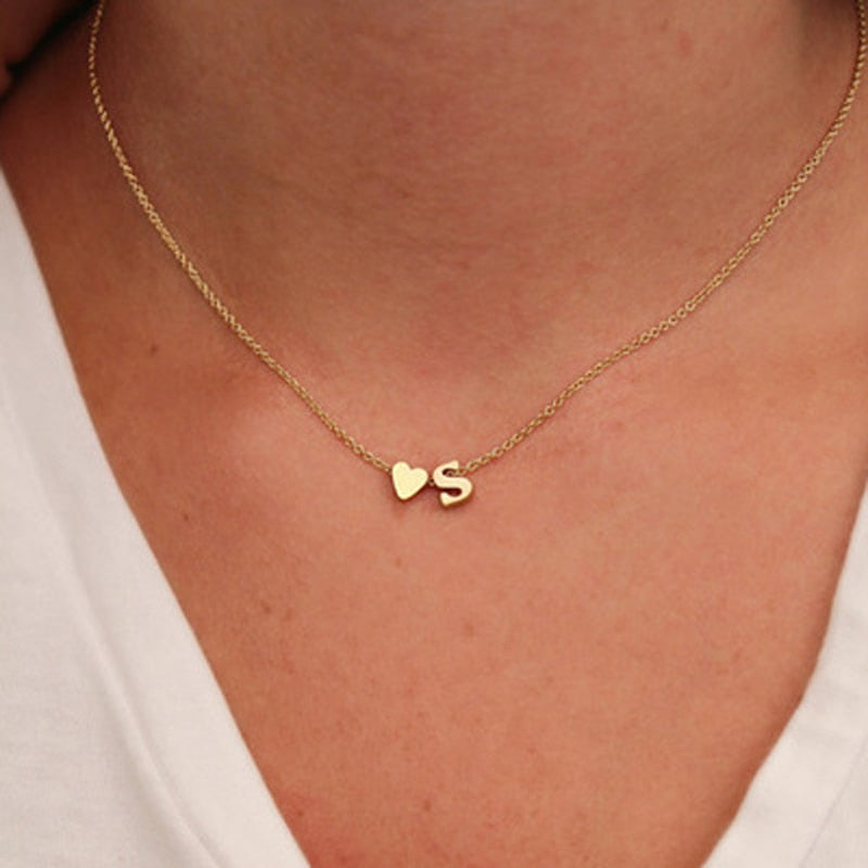 Custom Initial Necklace Gold Silver