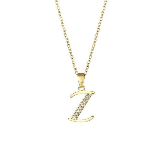 Custom Letter Stainless Steel Cross Chain 18K Gold Diamond Necklace