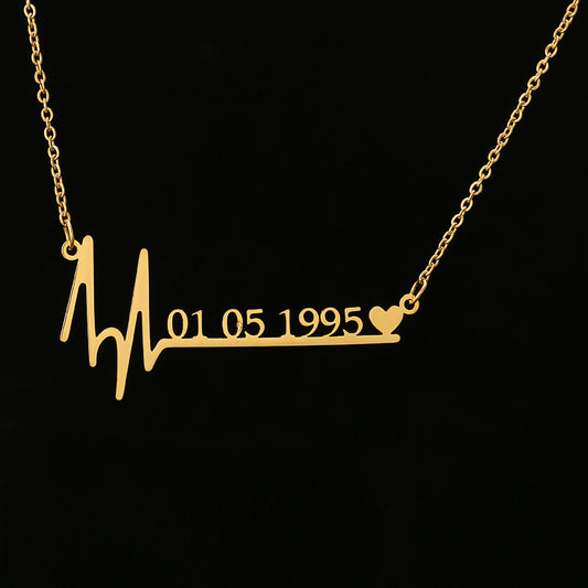 Custom Name Heartbeat Date Necklace