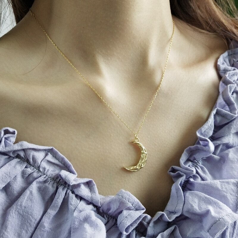 Ripple Moon Necklace Gold 925 Sterling Silver Necklace